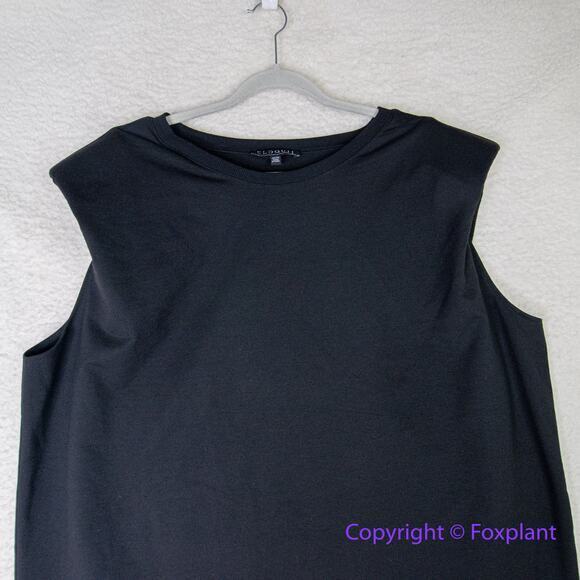 New! Eloquii strong shoulder sleeveless shift black dress, size 22/24 - Picture 3 of 13